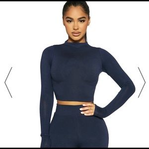 Naked Wardrobe Navy Crop Top